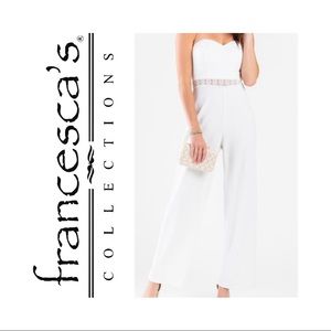 NWT White Crochet Jumpsuit